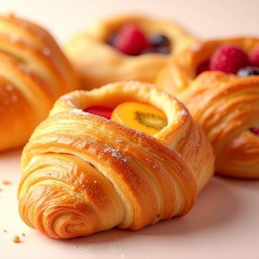 A close-up of vibrant and delicious assorted pastries.